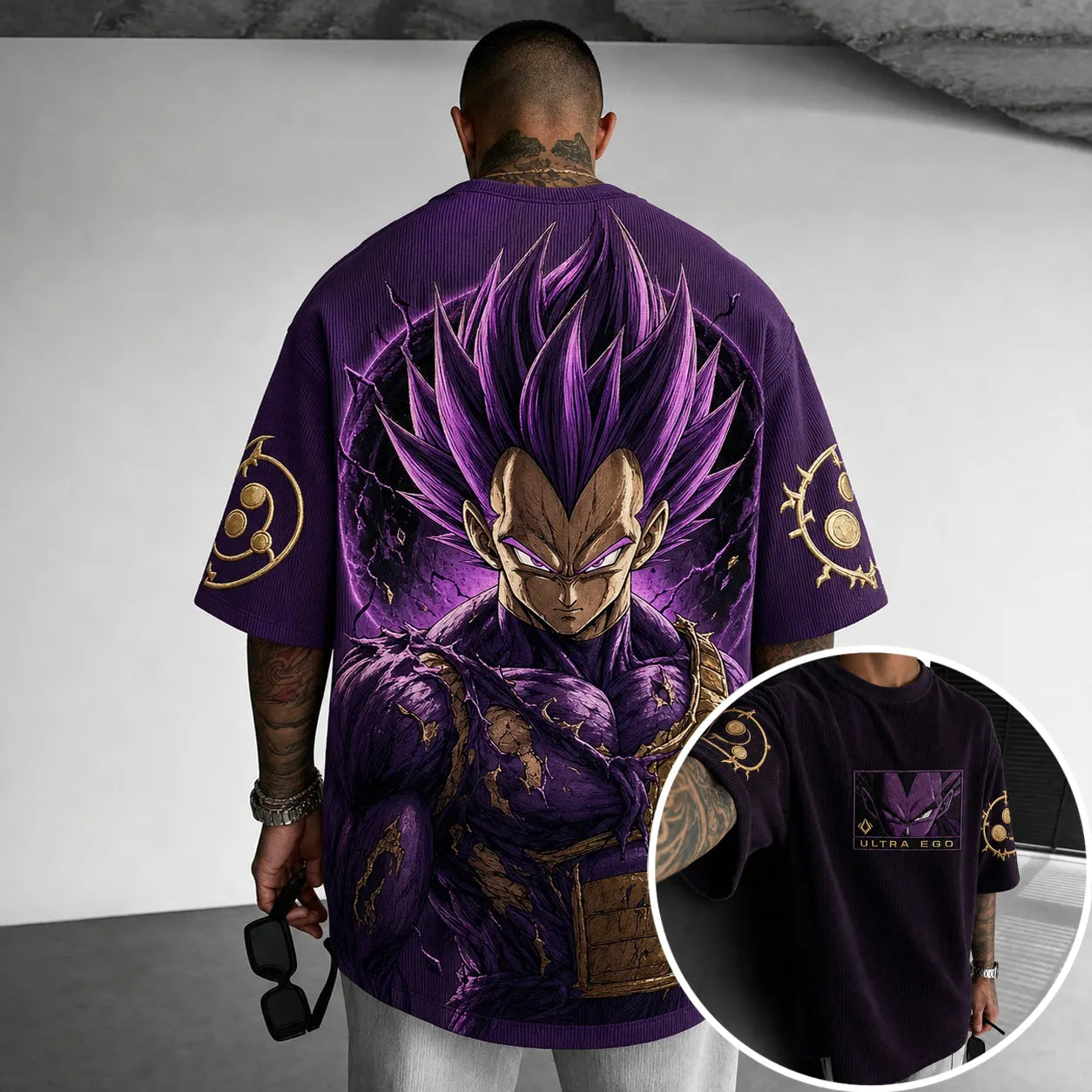 Unisex Short-Sleeve Corduroy T-Shirt With Anime Print