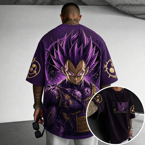 Unisex Short-Sleeve Corduroy T-Shirt With Anime Print