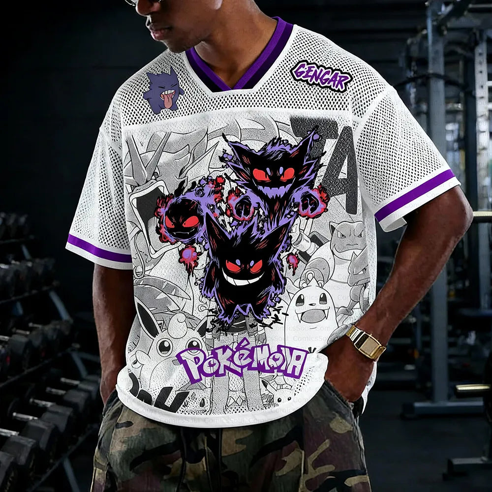 Unisex Anime Retro Mesh Sports Jersey T-Shirt
