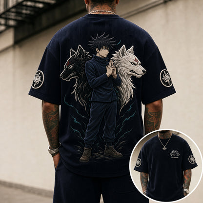 Unisex Anime Print Short-Sleeve Corduroy T-Shirt