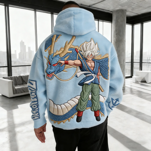 Color-blocked Plush Hoodie
