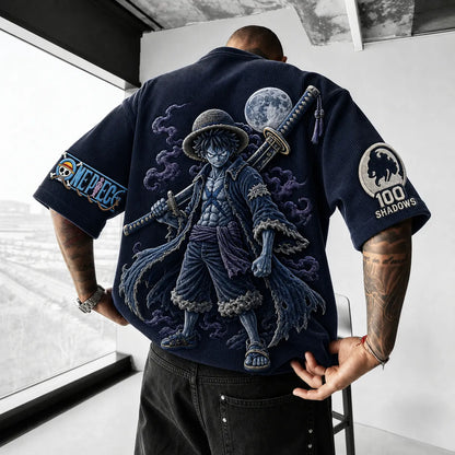 Unisex Short-Sleeve Corduroy T-Shirt With Anime Print