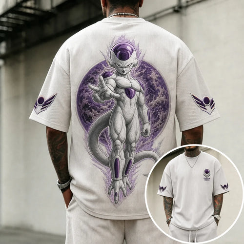Unisex Short-Sleeve Corduroy T-Shirt With Anime Print