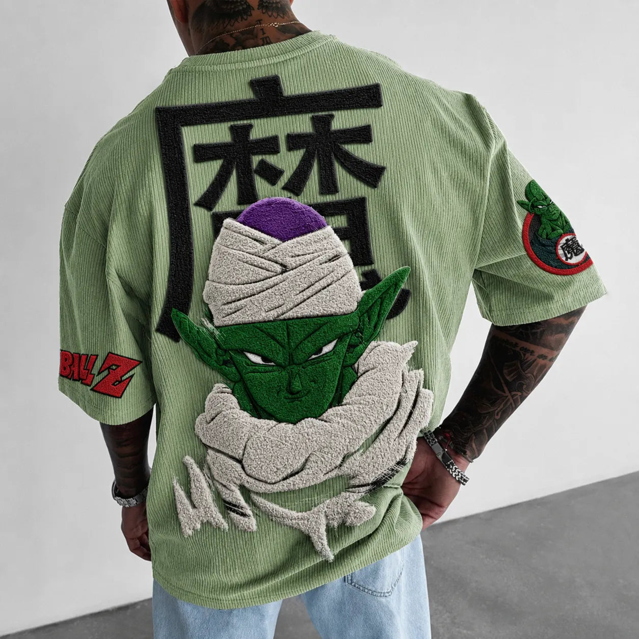 Dragon Ball Z Beerus Graphic Print Short Sleeve T-Shirt – Premium Cotton Blend, Oversized Fit, Vibrant Back Print & Sleeve Logo Design