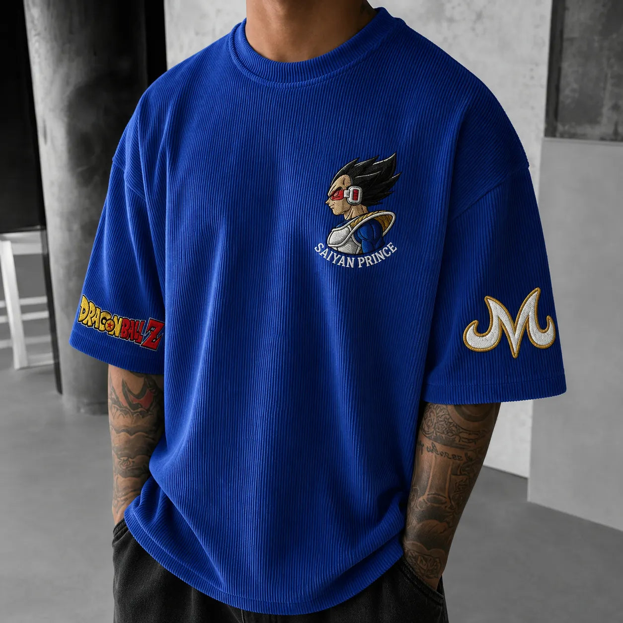 Unisex Short-Sleeve Corduroy T-Shirt With Anime Print
