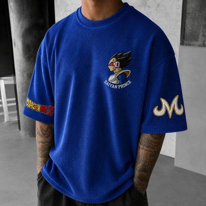 Unisex Short-Sleeve Corduroy T-Shirt With Anime Print