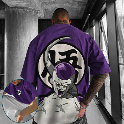 Dragon Ball Z Beerus Graphic Print Short Sleeve T-Shirt – Premium Cotton Blend, Oversized Fit, Vibrant Back Print & Sleeve Logo Design