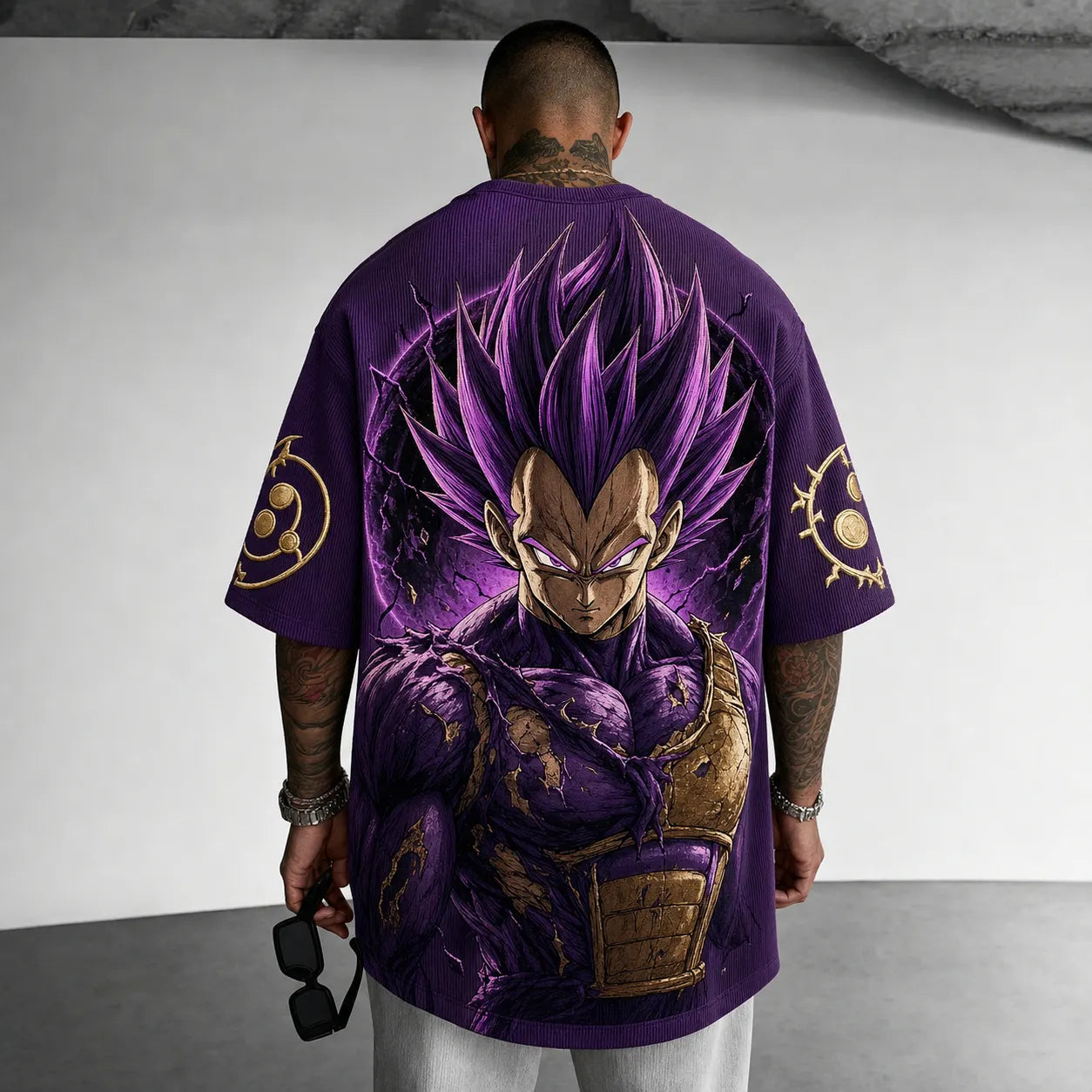 Unisex Short-Sleeve Corduroy T-Shirt With Anime Print