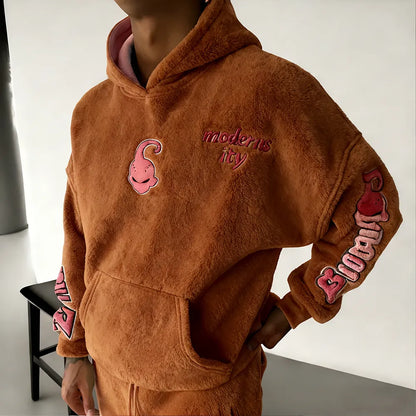 Color Blocked Plush Hoodie