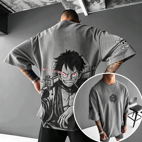 Anime Vintage Waffle Knit T-Shirt