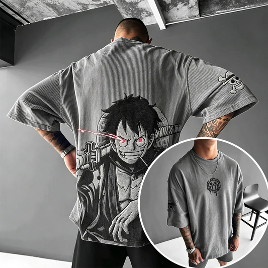 Anime Vintage Waffle Knit T-Shirt