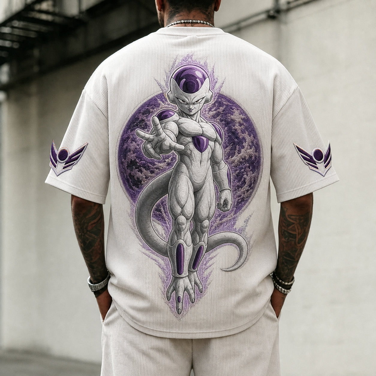 Unisex Short-Sleeve Corduroy T-Shirt With Anime Print