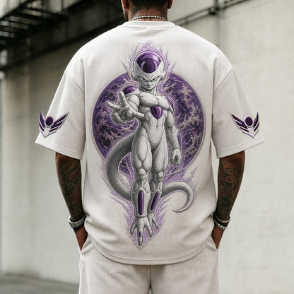 Unisex Short-Sleeve Corduroy T-Shirt With Anime Print