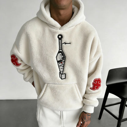 Unisex  Color-blocked Plush Hoodie