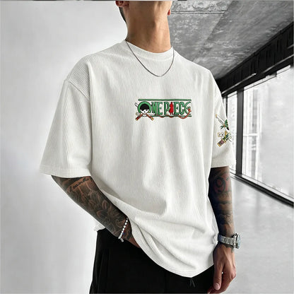 Anime Vintage Waffle Knit T-Shirt