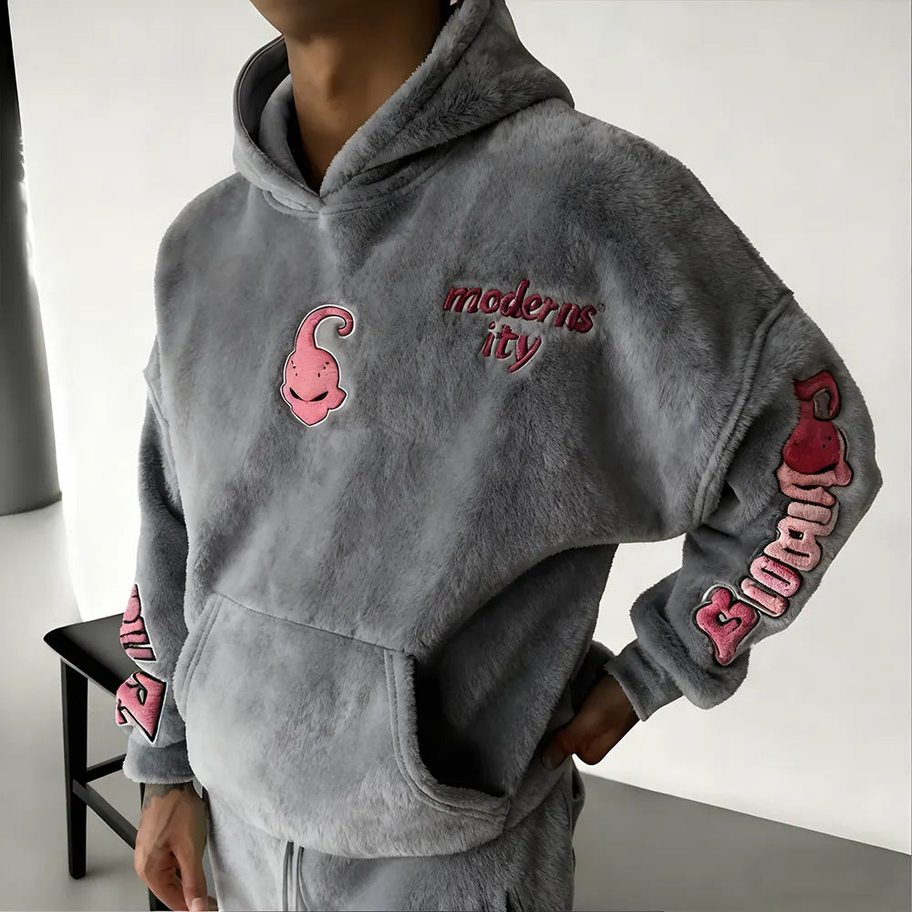Color Blocked Plush Hoodie