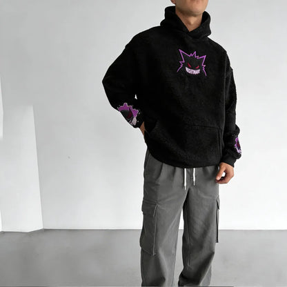 Unisex   : Mega Gengar Color-blocked Plush Hoodie