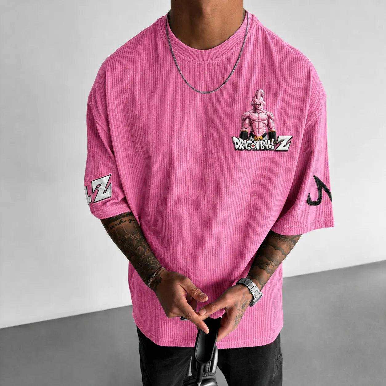 Unisex Anime-Style Retro Corduroy Oversized T-Shirt
