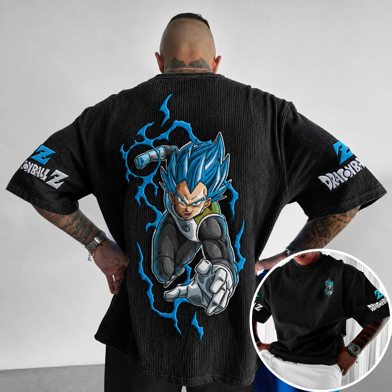 Dragon Ball Z Beerus Graphic Print Short Sleeve T-Shirt – Premium Cotton Blend, Oversized Fit, Vibrant Back Print & Sleeve Logo Design