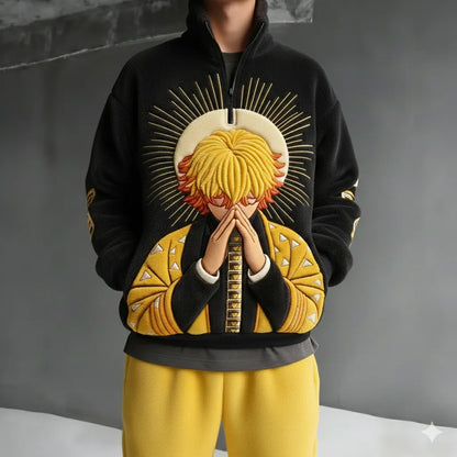 Color-blocked Plush Zip Up Hoodie
