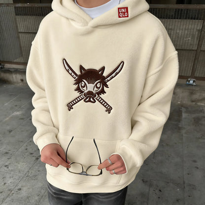 Unisex Version  Color-blocked Plush Hoodie