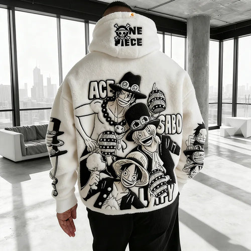Color Blocked Plush Hoodie