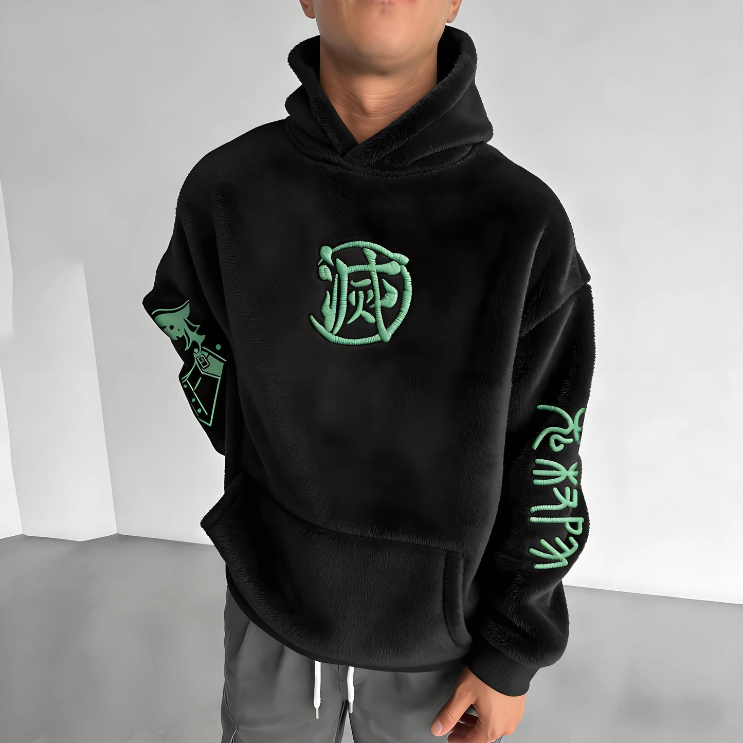 Color-blocked Plush Hoodie