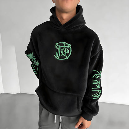 Color-blocked Plush Hoodie