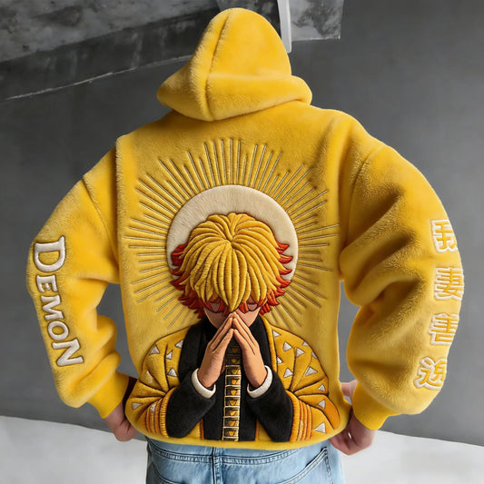 Color-blocked Plush Hoodie