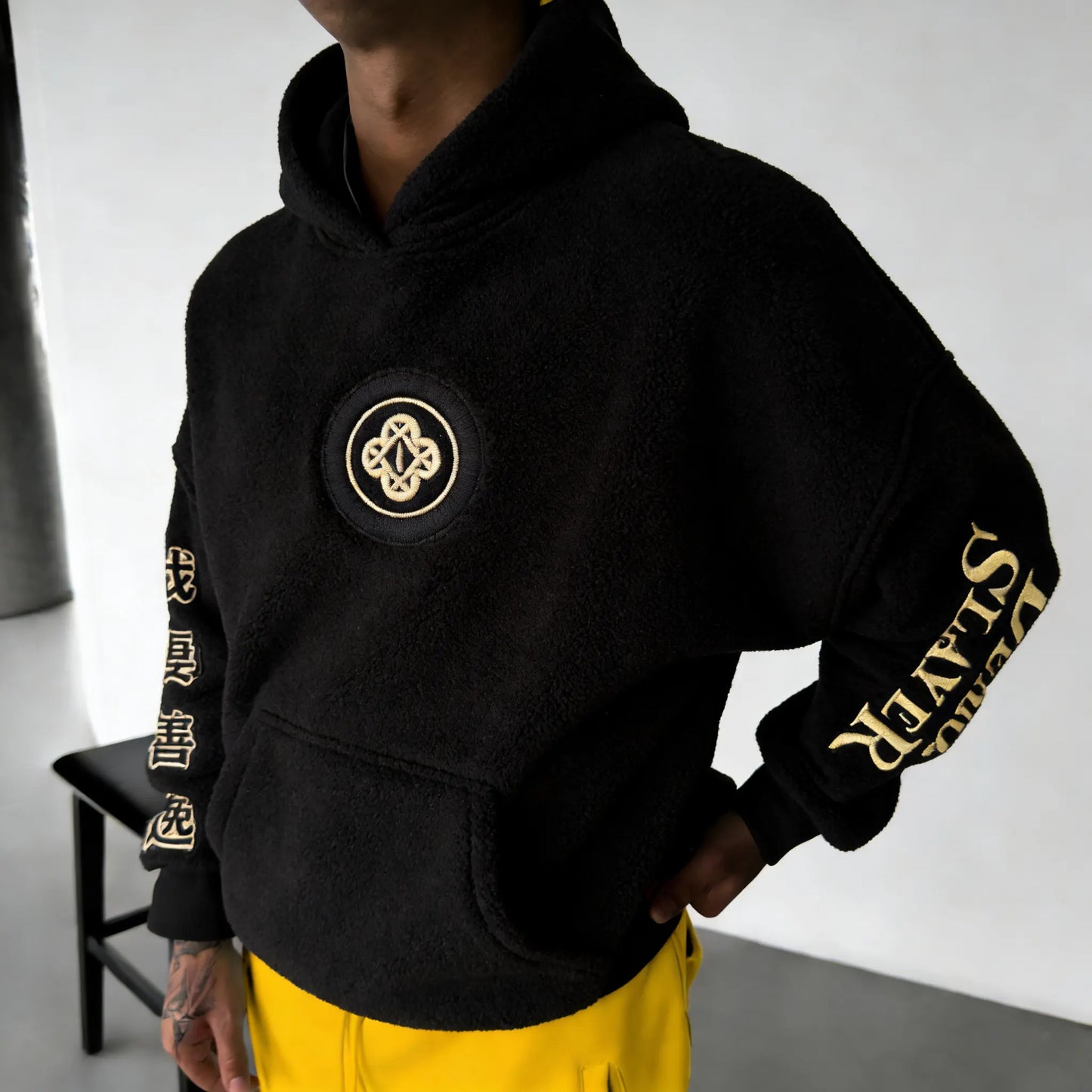 Color-blocked Plush Hoodie