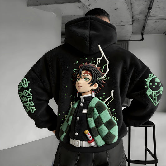 Color-blocked Plush Hoodie