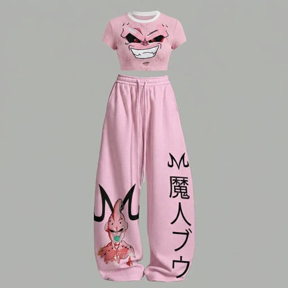 Women T-Shirt & Elasticated Trousers Waffle Two-Piece Set