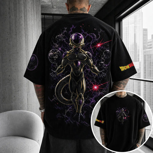 Unisex Loose-Fit Anime Vertical Stripe T-Shirt
