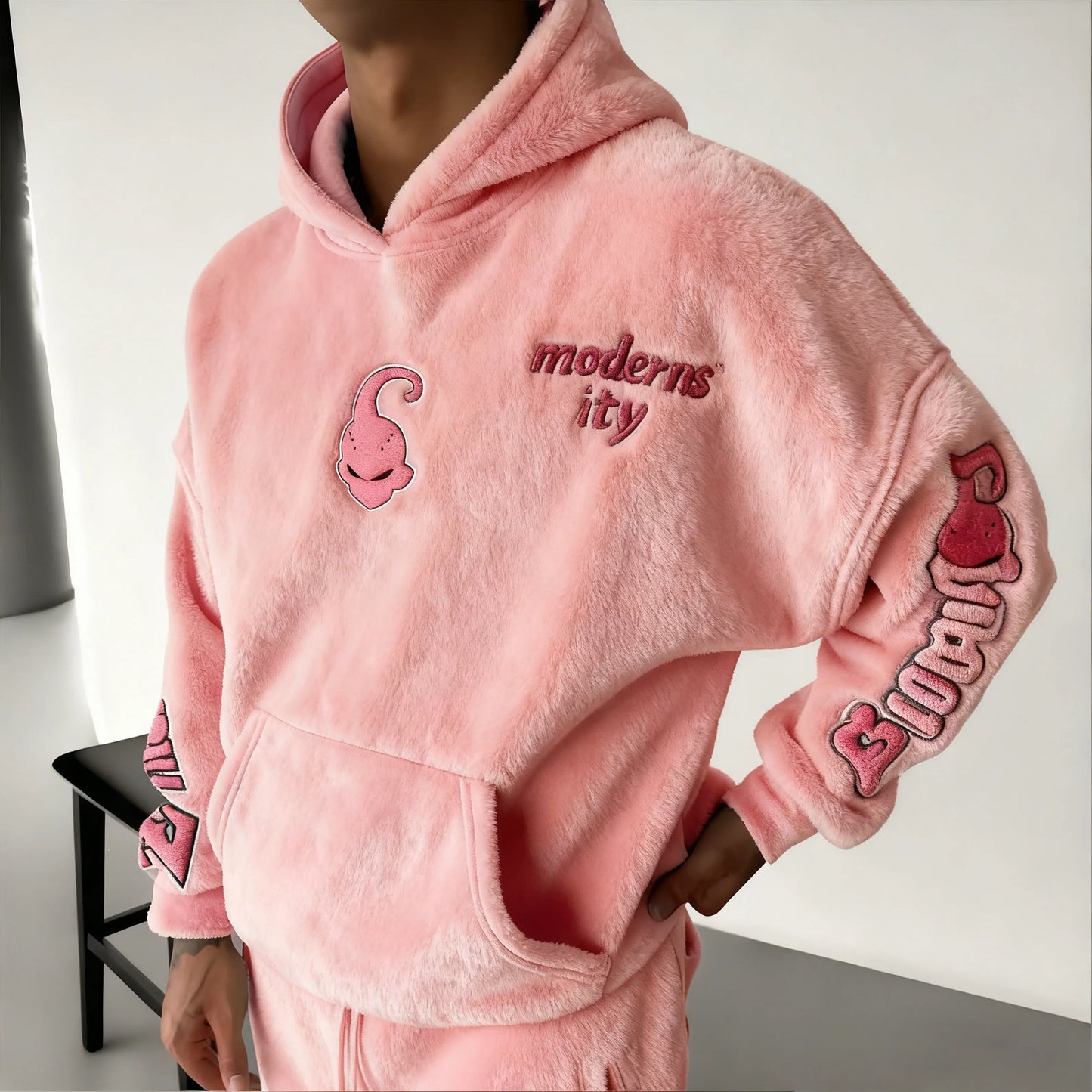 Color Blocked Plush Hoodie