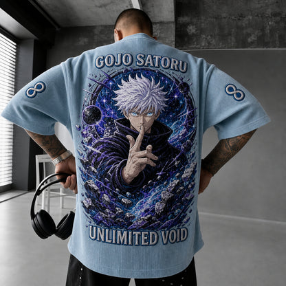 Unisex Anime Print Short-Sleeve Corduroy T-Shirt