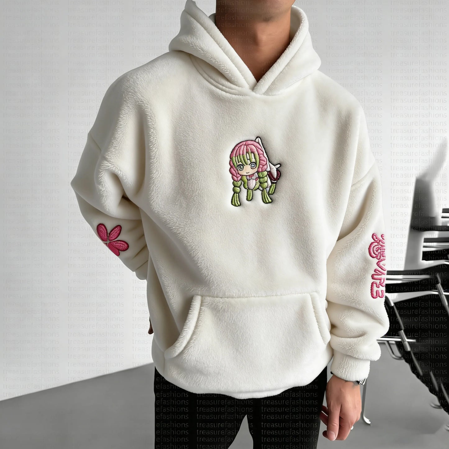 :  Color-blocked Plush Hoodie