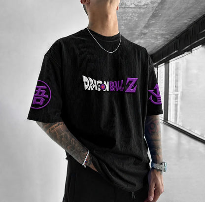 Unisex Anime-Style Retro Corduroy Oversized T-Shirt