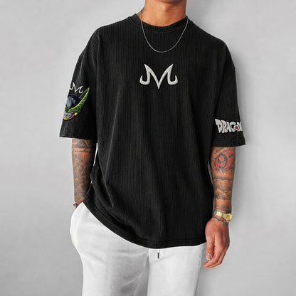Dragon Ball Z Beerus Graphic Print Short Sleeve T-Shirt – Premium Cotton Blend, Oversized Fit, Vibrant Back Print & Sleeve Logo Design