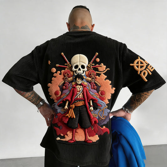 Unisex Anime Inspired Vintage Corduroy T-Shirt
