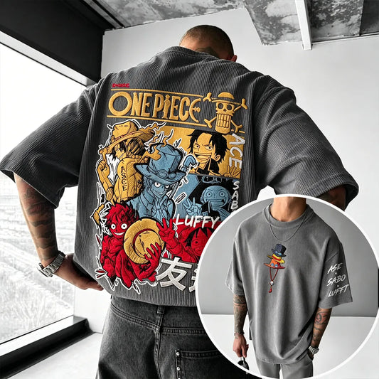 Anime Vintage Waffle Knit T-Shirt