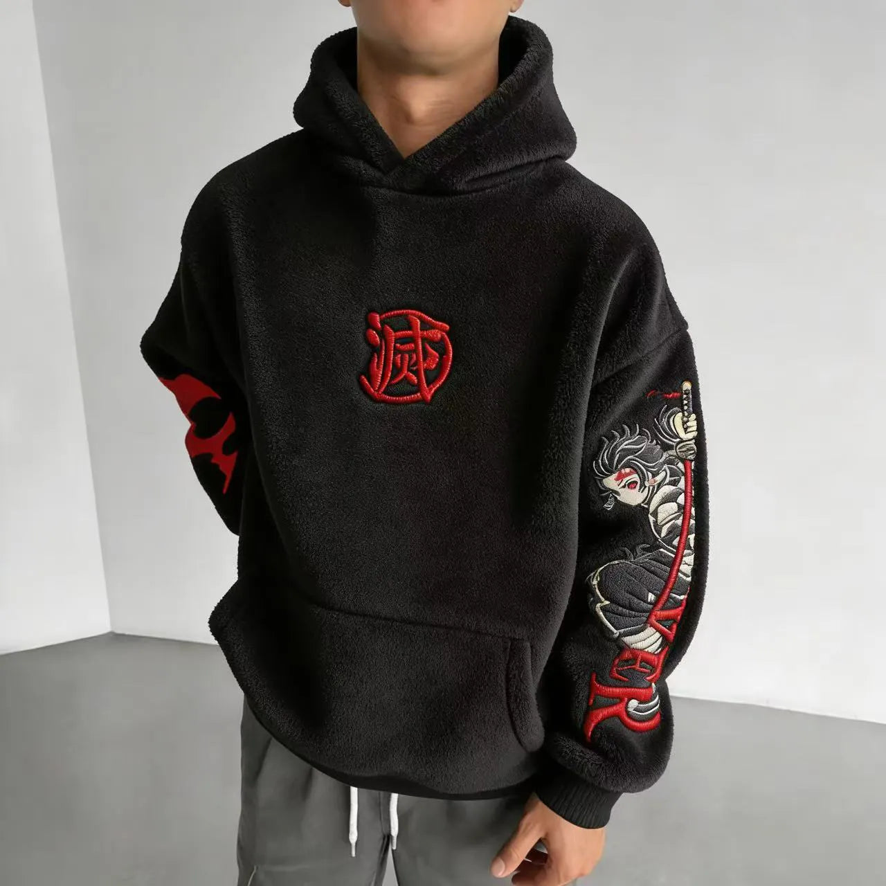 Unisex   Color-blocked Plush Hoodie