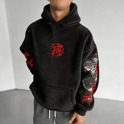 Unisex   Color-blocked Plush Hoodie