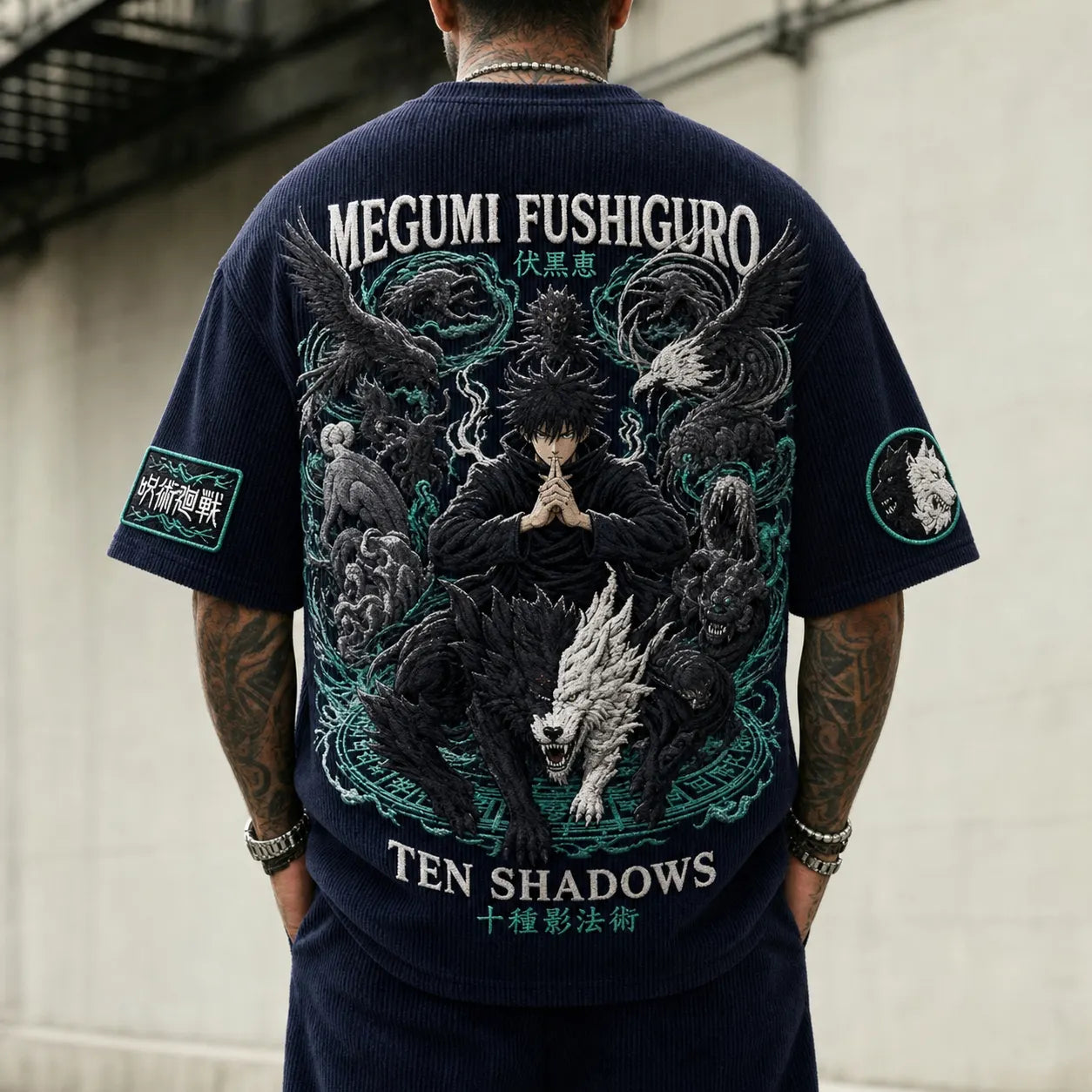 Unisex Anime Print Short-Sleeve Corduroy T-Shirt