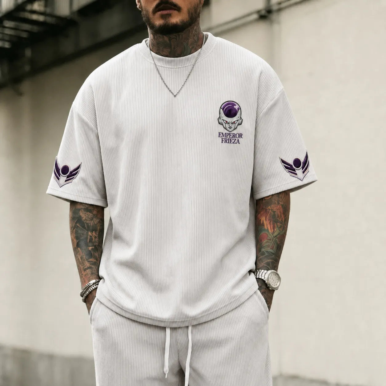 Unisex Short-Sleeve Corduroy T-Shirt With Anime Print