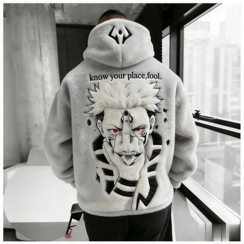 :Ryomen   Color-blocked Plush Hoodie