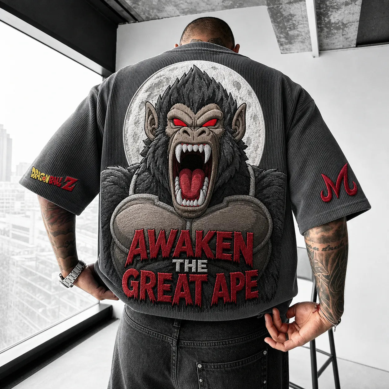 Unisex Short-Sleeve Corduroy T-Shirt With Anime Print