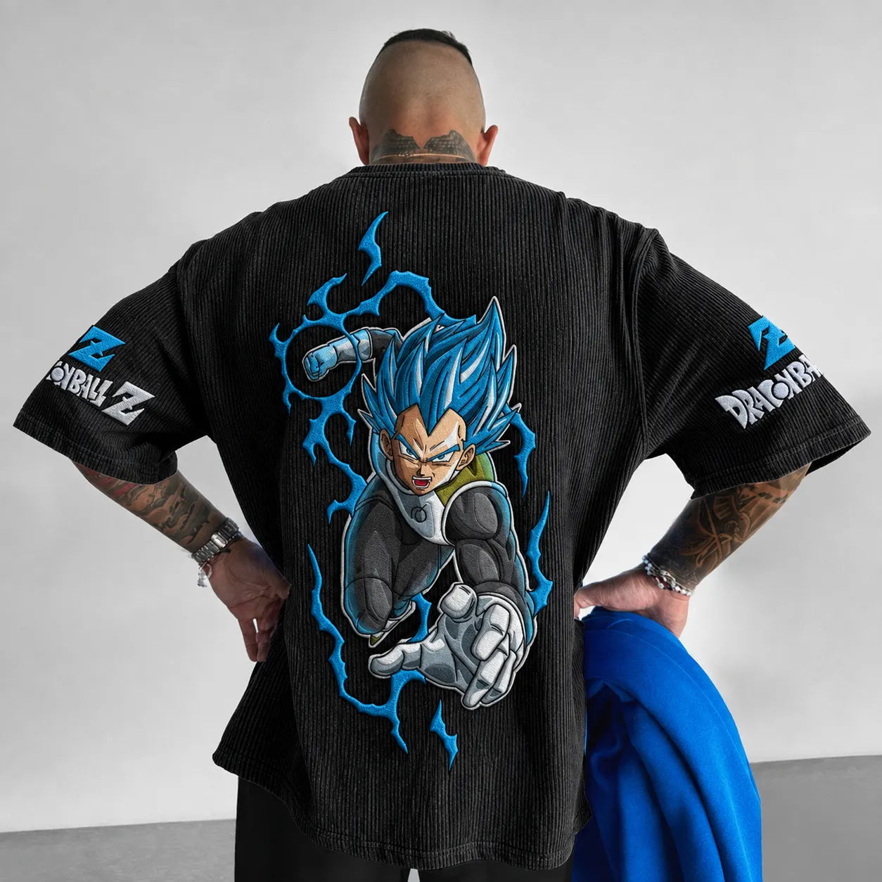 Dragon Ball Z Beerus Graphic Print Short Sleeve T-Shirt – Premium Cotton Blend, Oversized Fit, Vibrant Back Print & Sleeve Logo Design