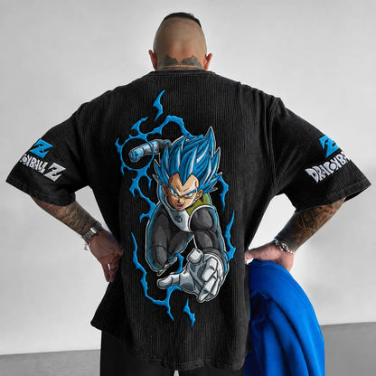 Dragon Ball Z Beerus Graphic Print Short Sleeve T-Shirt – Premium Cotton Blend, Oversized Fit, Vibrant Back Print & Sleeve Logo Design