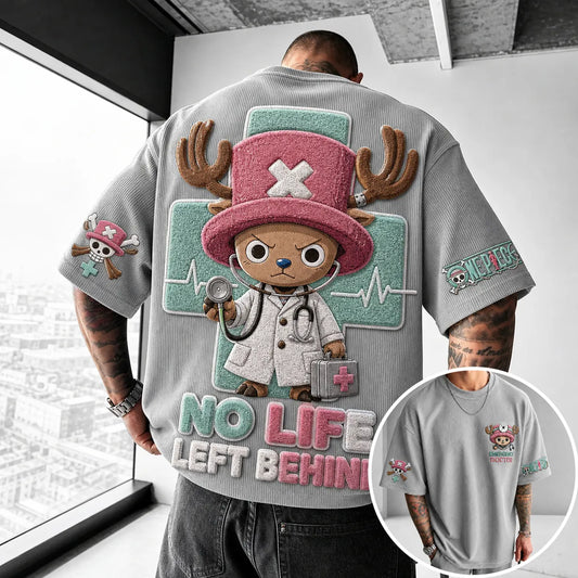 Unisex Short-Sleeve Corduroy T-Shirt With Anime Print