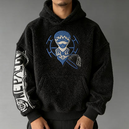 Unisex  : Trafalgar Law Color-blocked Plush Hoodie